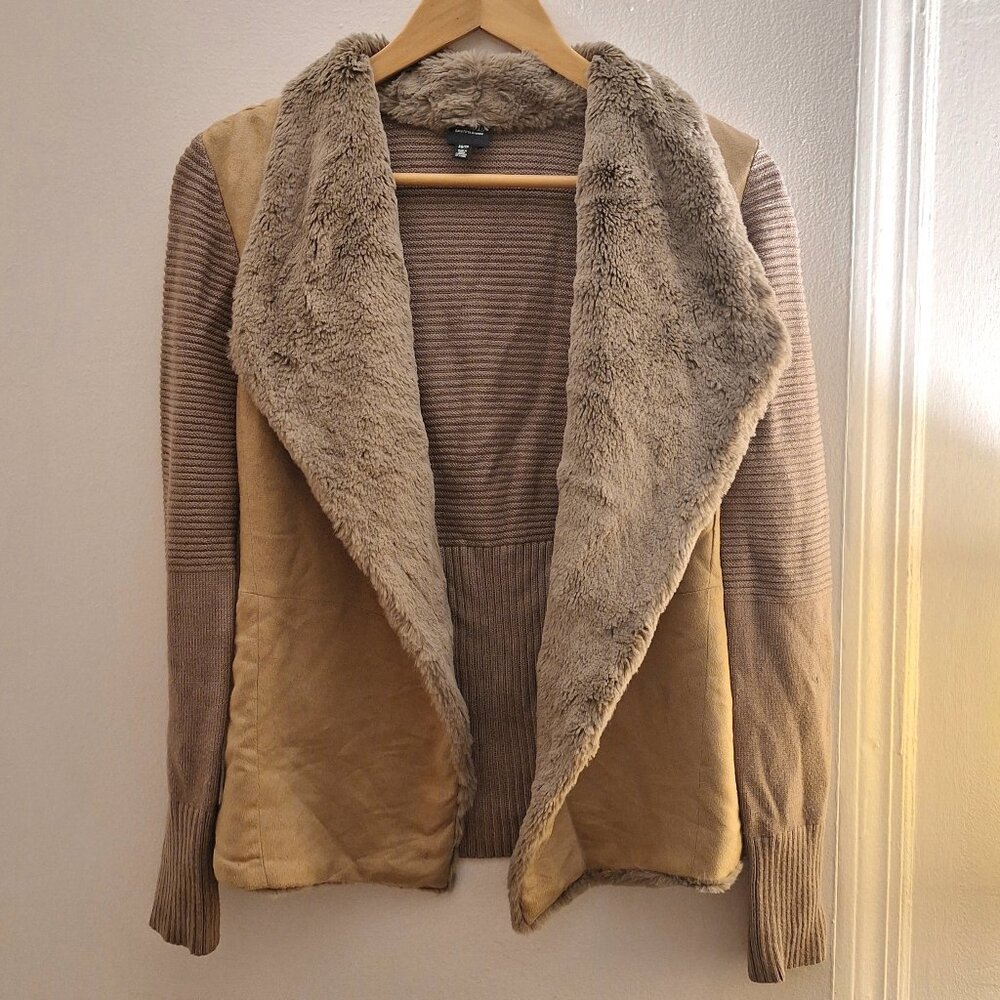 Blue Saks Fifth Avenue faux fur jacket tan size xs